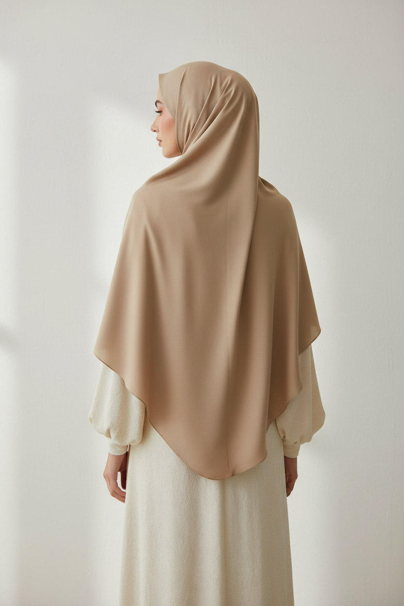 Femme de dos avec voile - style minimaliste